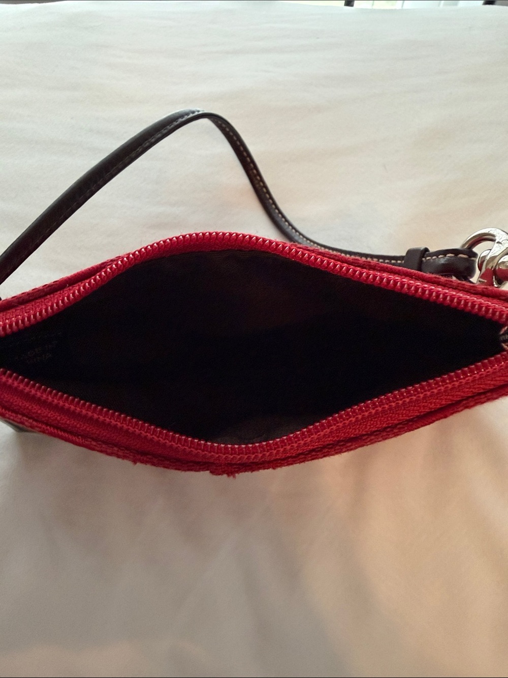 Coach Red Signature Wristlet with Dark Trim - Picture 3 of 7